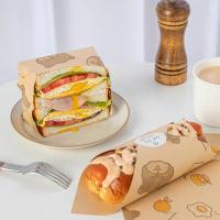 50Pcs 18/22cm Cartoon Bear Print Heat-Resistant Sandwich Packing Paper Disposable Square Sandwich Coated Wrapping Paper Kitchen