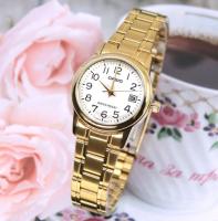 นาฬิกา Casio แท้ รุ่น LTP-V002G-7B2 นาฬิกาข้อมือผู้หญิง สายสแตนเลส  - สีทอง/หน้าขาว ของแท้ 100% รับประกันสินค้า 1 ปี