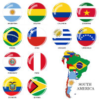 South America ประเทศธงแม่เหล็กตู้เย็นอาร์เจนตินาบราซิลชิลีเปรูธงแก้วตู้เย็นแม่เหล็กสติ๊กเกอร์ตกแต่งบ้านของขวัญ-Lianeur