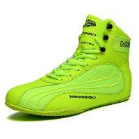 Professional Boxing Fighting Boots for Unisex Green White Big Boy Wrestling Shoes High Quality Boxing Shoes Men Women Sneakers