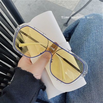 Korean version of ins net red one-piece large-frame sunglasses men and womenred book big face thindriving sunglasses trend