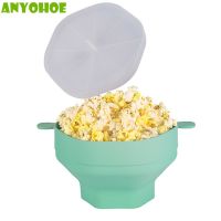 Microwave Popcorn Bowl with Lid Foldable Silicone Popcorn Maker DIY Household Popcorn Bucket BPA Free and Dishwasher Safe