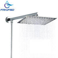 Wall Mounted Bath Shower Faucet 46810 inch Stainless Steel Shower Head Ultrathin Top Over Spray Shower Arm Hose