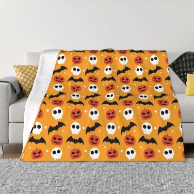 （in stock）Halloween pumpkin ghost bat blanket 3D printing soft Flannel blanket household sofa quilt cover（Can send pictures for customization）