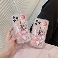 การ์ตูนน่ารัก Hello Kitty My Melody Kuromi Cinnamoroll พร้อมขาตั้งเคสโทรศัพท์สำหรับ iPhone 14 Pro Max 14 Plus 13 Pro Max 12 Pro Max Soft ฝาหลังสำหรับ iPhone 11 Pro Max 11 XS Max XR X Shell