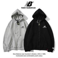 NEW BALANCE NB Mens Hooded Jacket Oversized Loose Casual Cotton Sweatshirt Unisex Couples Jacket Sports Zip Sweater