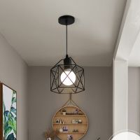 Retro Industrial Pendant Light Nordic Black Metal Cage Lighting Fixtures Kitchen Vintage Adjustable Hanging Lamps LED Strip Lighting