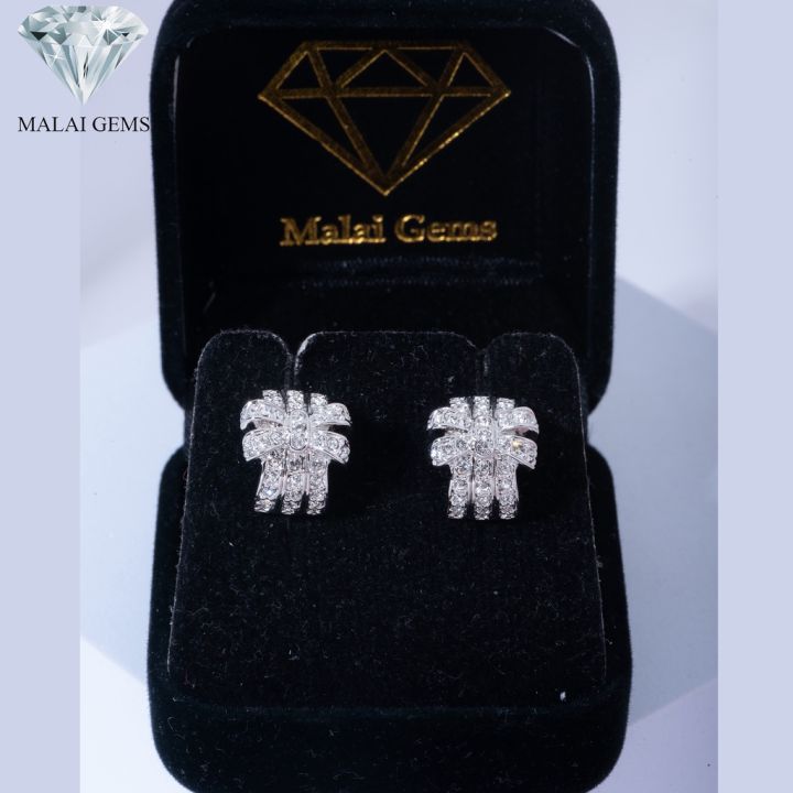 malai-gems-ต่างหูเพชร-เงินแท้-silver-925-เพชรสวิส-cz-เคลือบทองคำขาว-รุ่น21001112-แถมกล่อง-ต่างหูcz-ต่างหูเงินแท้