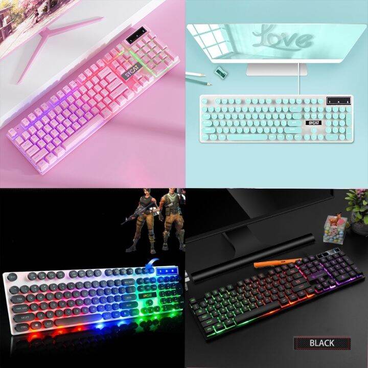 SYCAT S01 RGB Keyboard Pink Keyboards Gaming LED Keyboard for laptop/PC Keyboards Rainbow