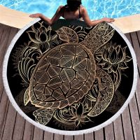 【DT】hot！ Turtles Tassel Tapestry Round Beach Large for Adults Shower Microfiber Toalla Blanket