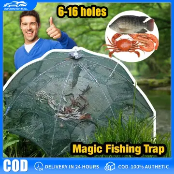 6/12 Holes Fishing Bait Trap Crab Net Crawdad Shrimp Cast Dip Cage Fish  Minow Foldable