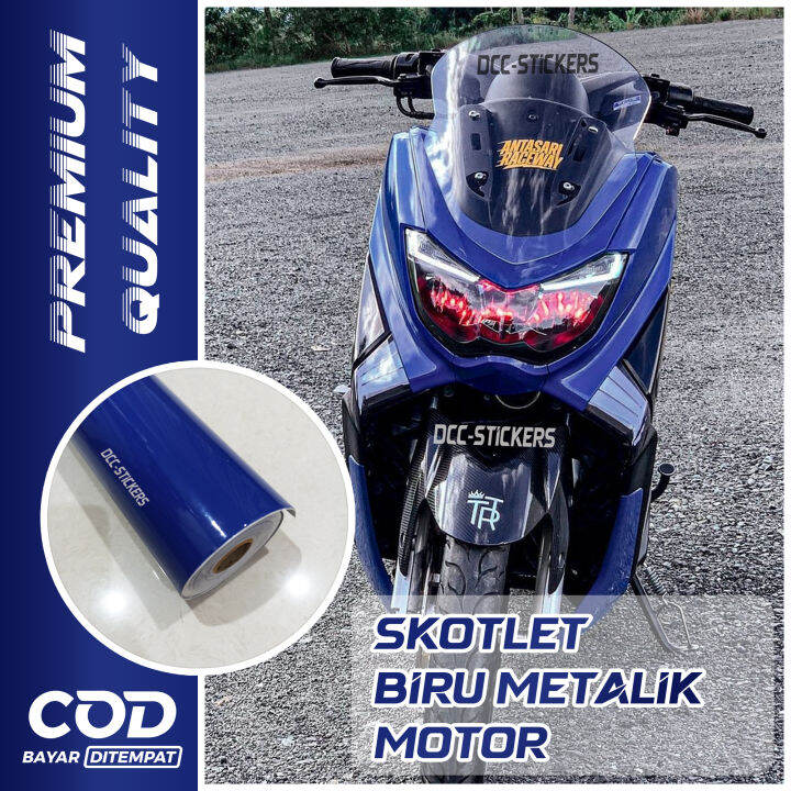 Stiker Skotlet Biru Tua Glossy Scotlite Scotlate Kilap Body Motor Decal