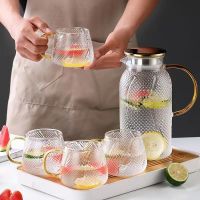 Nordic Glass Carafe Water Pitcher With Lid Kettle Drinking Cup Tea Pot Juice Jug Household Drinkware Clear Water Bottle