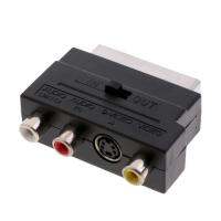 ：“{》 21Pin Scart Adaptor AV Block To 3 RCA Phono Composite S-Video With In/Out Switch Scart Adaptor AV Block