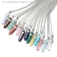 Silver Plated Natural Quartz Crystal Hexagonal Chakra Healing Point Pendulum Stone Pendant Hexagon Pyramid Rose Quartz Amethyst