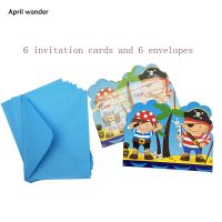 6pcs/lot New cute Little Pirate Cartoon Invitation Card with envelope for Kids Girl favors Happy Birthday party supplies&amp;decor Greeting Cards
