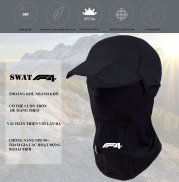 Khăn trùm đầu ninja SWAT F4 vải siêu co dãn, thoáng mát, logo phản quang