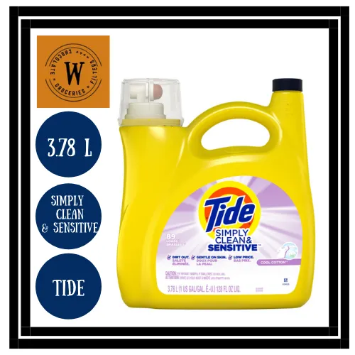 TIDE Simply Clean &amp; Sensitive, Cool Cotton, 89 Loads, Liquid Detergent ...