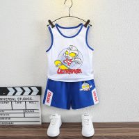 Ultraman Boys Clothes Summer Vest Suit 2023 New Childrens Sleeveless Sports Summer Fashion Fried Street Childrens Clothing