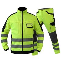 Motorcycle Safety Jacket and Pants Suit Hi Vis Reflective Clothing with Multi Pockets High Visible Clothes