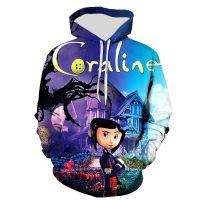 {Match maker}}3D ภาพยนตร์ Coraline แฟชั่นเสื้อสวมหัวการ์ตูนอะนิเมะพิมพ์ผู้ชายผู้หญิง H Oodies สบายๆ Streetwear เด็กสาวเด็กเสื้อท็อปส์