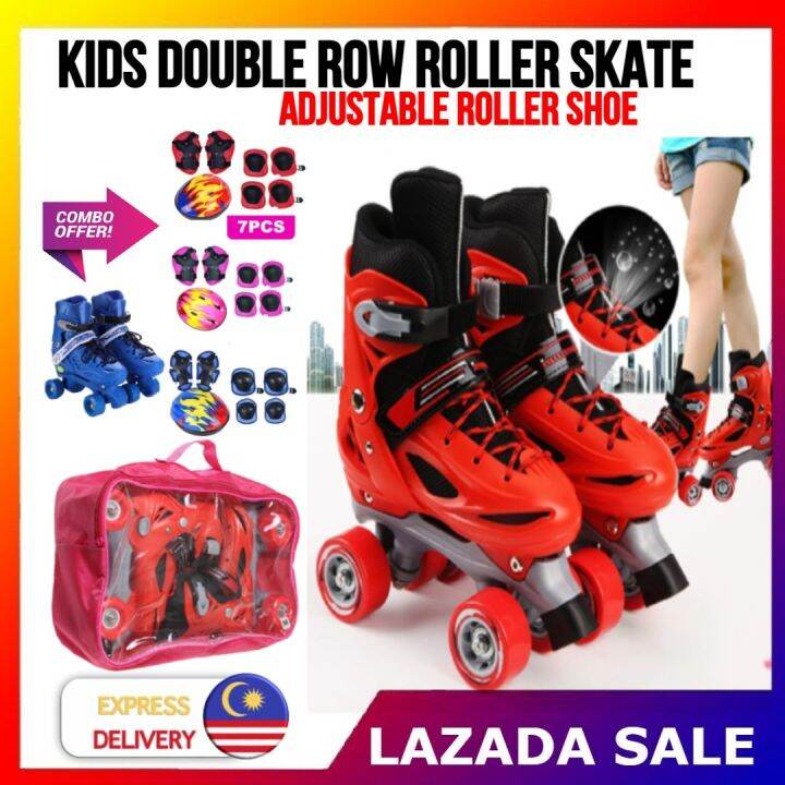 Ship From KL **Free Bag** Double Row Roller Skate Kids Roller Blade
