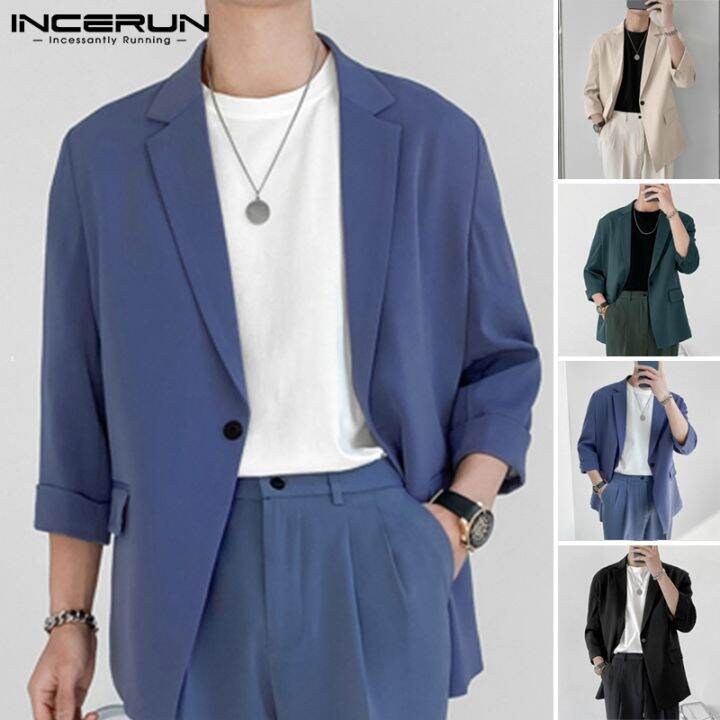 incerun-เสื้อสูทลําลอง-แขนยาว-ติดกระดุม-สไตล์เกาหลี-แฟชั่น-สําหรับผู้ชาย