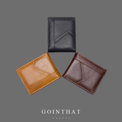 【CW】✈  Brand Cowhide Leather Men Wallet Small Card Holder Male Pockect Top Short Bifold Coin Purse Clutch