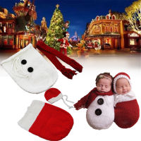 Baby Crochet Knit Costume Photography Photo Prop Shoot Snowman Hat Set