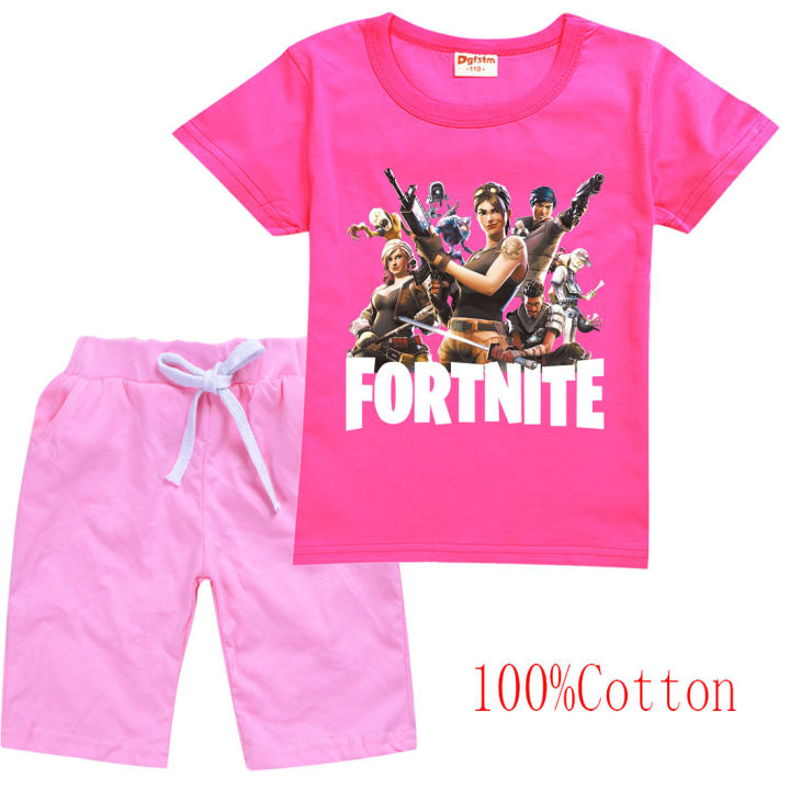 fortnites-เสื้อยืดชุดสาวเด็กแขนสั้นเสื้อทีกางเกงขาสั้น8256บุคลิกภาพเสื้อยืดสันทนาการการ์ตูนกางเกงขาสั้นแฟชั่นใหม่เกาหลี