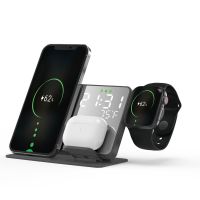 ZZOOI Wireless Charger 3 in 1 Charging Dock For iPhone14 13 12 11 Pro Fast Charger Stand for Apple Watch 8 7 6 5 4 3 with Alarm Clock