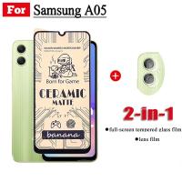 กระจกเทมเปอร์เซรามิก A05แบบ2 In 1สำหรับ Samsung ฟิล์มป้องกันกล้องป้องกันหน้าจอแบบด้าน05 A0 5