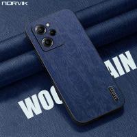 NORVIK เคสโทรศัพท์หนัง TPU นิ่มสีด้านหรูหราสำหรับ POCO X5 Pro 5G,N17-D1หลังคลุมทั้งหมดแนวธุรกิจแบบลายไม้