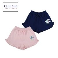 Chelsee กางเกงขาสั้น เด็กผู้หญิง รุ่น 237808 ปักลายนก อายุ 2-9ปี ผ้า Cotton 100% ผ้านุ่ม เสื้อผ้าเด็กโต ชุดเด็ก แฟชั่นเด็ก