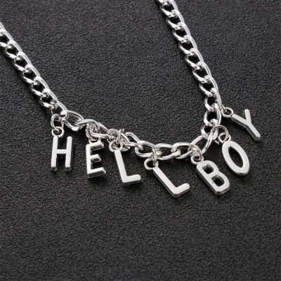 Chain Original Personality Hip Hop Letter "Hellboy" Choker Necklaces For Women Trendy Silver Color Chain Punk Style Girls Bijoux Adhesives Tape