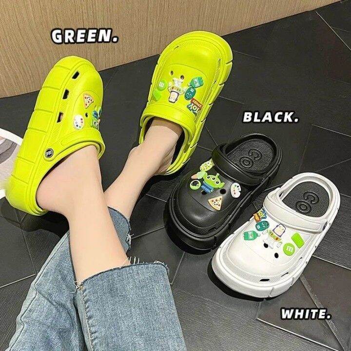 ส่งเร็ว-ไทย-6cm-แท้-size36-41รองเท้าแตะหัวโตทรงครอส-มีตัวการ์ตูนติด-พื้นนุ่มใส่สบายน่ารักคิ้วท์ๆ-iss1062