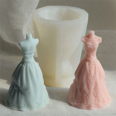 Scented Candle Candle Making Tools Create Beautiful Princess Wedding Dress Designs Mousse Mold Princess Wedding Dress Aroma Candle Silicone Mold