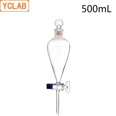 【CW】 YCLAB 500mL Seperatory Funnel Pear with Graduation Ground Glass Stopper and Stopcock Laboratory Chemistry