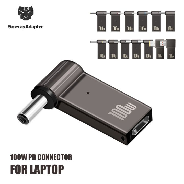 สินค้าใหม่ตัวแปลงปลั๊กหัวเสียบ-pd-100w-ชนิด-usb-ตัวเชื่อมอะแดปเตอร์-charger-laptop-c-ตัวเมียเป็น-dc-ตัวผู้สำหรับ-lenovo-hp-asus-sony