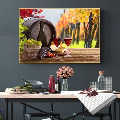 โปสเตอร์ขวดแก้วไวน์และภาพวาดผ้าใบลายพิมพ์ศิลปะบนผนังรูปภาพของ Cuadros3564-4ถังองุ่นของตกแต่งร้านอาหารแบบบ้านๆ (1ชิ้น)