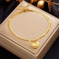 【CW】☁  316L Gold Color Big Anklets New Trend 2-Layer Leg Chain Jewelry Dropshipping