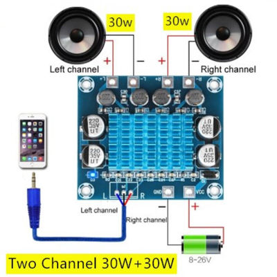 บอร์ดขยายสัญญาณเสียง XH-A232 30W + 30W 2.0ช่อง,แอมป์ระบบดิจิทัลสเตอริโอ DC 8-26V 3A สำหรับลำโพงทีวีบ้าน