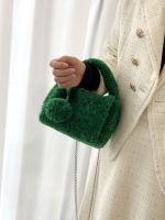 【YF】 Fashion Designer Hairball Pillow Bags Pouch Clutch Faux Fur Chain Shoulder Crossbody Cute Blue Plush Handbags Womens Tote