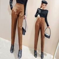 Spot parcel post Suit Pants Womens High Waist Slim Fit Thin Harem Pants 2022 Spring and Autumn Cropped Black Pants Female Versatile Harem Pants