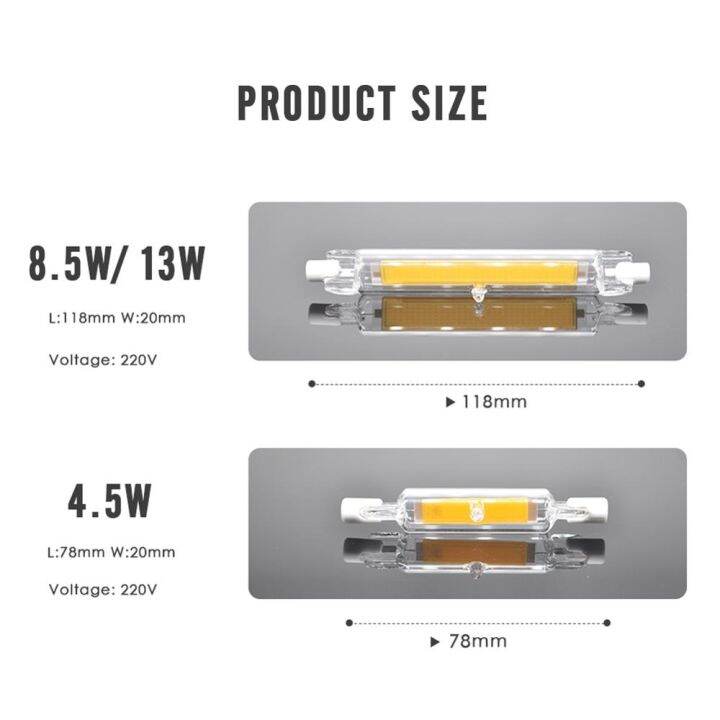 2023-hot-lan84-โคมไฟ-r7s-led-หลอดไฟก้อนหลอดแก้ว78mm-8w-118mm-13w-หลอดข้าวโพด-r7s-j78-j118เปลี่ยนหลอดฮาโลเจน50w-90w-ac-220v-230v