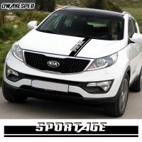 สติกเกอร์ตกแต่งฝากระโปรงเครื่องยนต์ฟิลม์ติดรถไวนิลสำหรับรถยนต์ Kia Sportage 3 4 QL Penutup Kap Mobil ตกแต่งลายทางอุปกรณ์ตกแต่ง