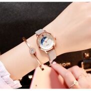 Đồng Hồ Nữ Dây Da Mặt Tròn DZG Thời Trang Phong Cách ULZZANG