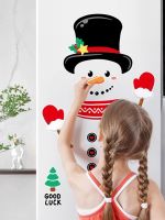 Merry Christmas Snowman Fridge Magnet Stickers Cute Cartoon Kitchen Waterproof Refrigerator Magnet Set 2021 Happy New Year 2022