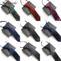 48x7cm High-end Suit Business Zipper Tie for Man 1200 Pins Polyester Neck Tie Striped Solid Color Grid Flower Neck Ties