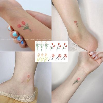 Tulip tattoo stickers small fresh finger small pattern wrist sticker female waterproof lasting ins ankle student